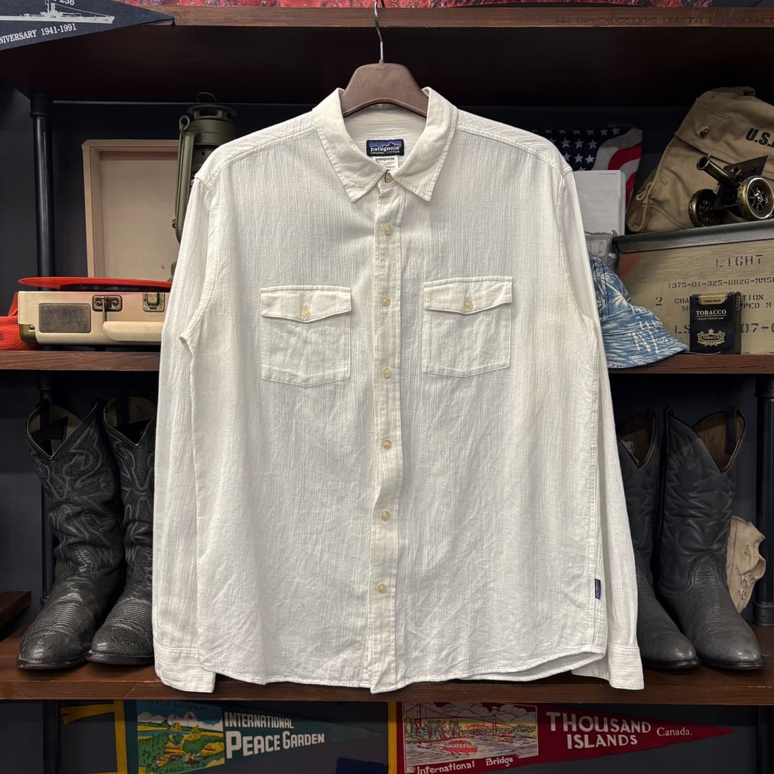 00s 파타고니아 오가닉코튼 화이트 린넨셔츠 투포켓 사이드탭 N732 상품이미지1