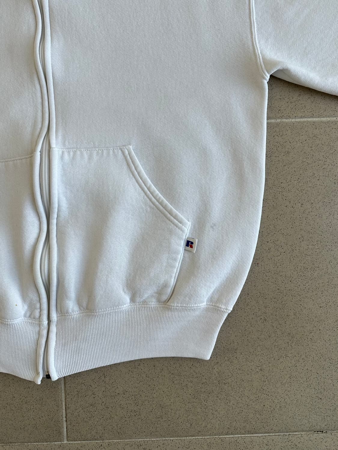 90s 빈티지 러셀 후드집업 화이트 M USA 상품이미지3