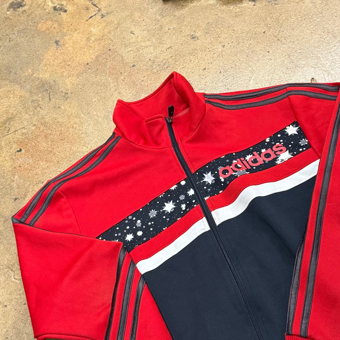 [정품/95] 아디다스 레드 블랙 트랙탑 별무늬 포인트 져지 b16 상품이미지1