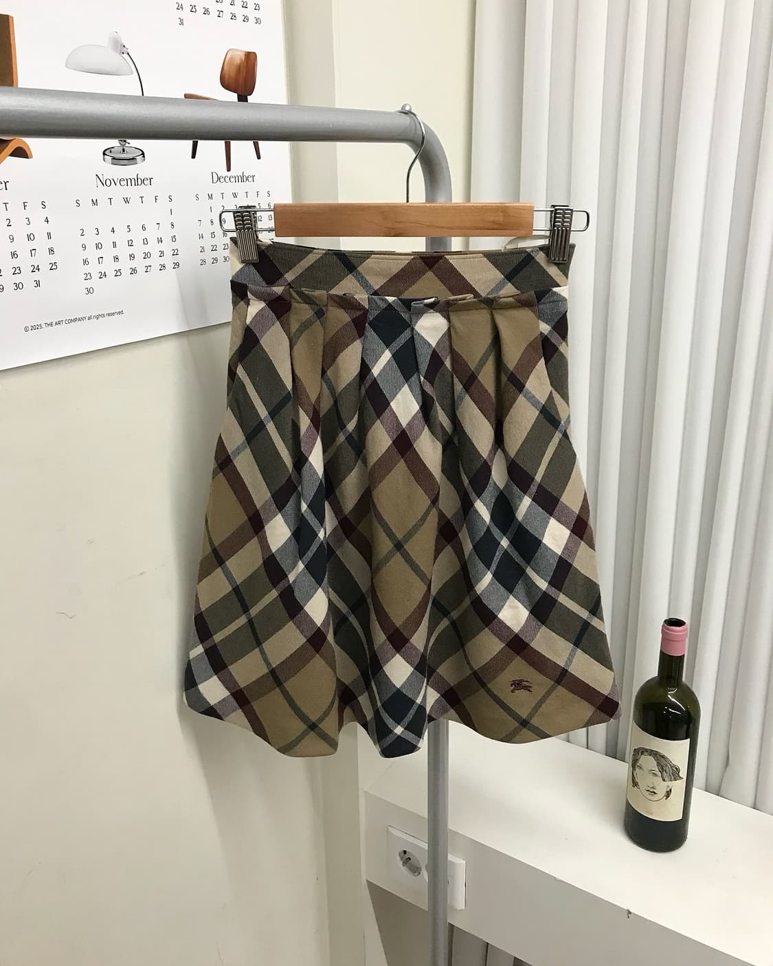 버버리 로고 울 체크 플리츠 스커트 치마 상품이미지1