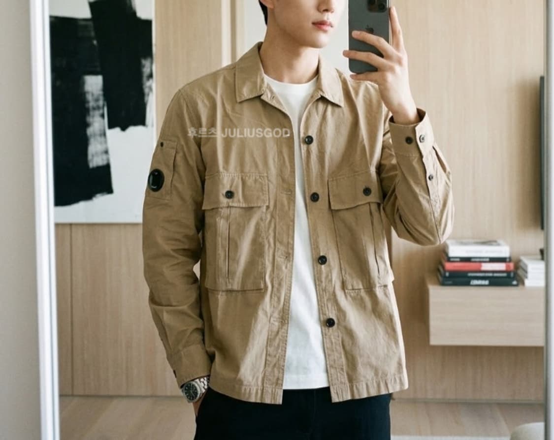 [L/새제품] CP COMPANY 씨피컴퍼니 모하비 베이지 오버 셔츠자켓 상품이미지1