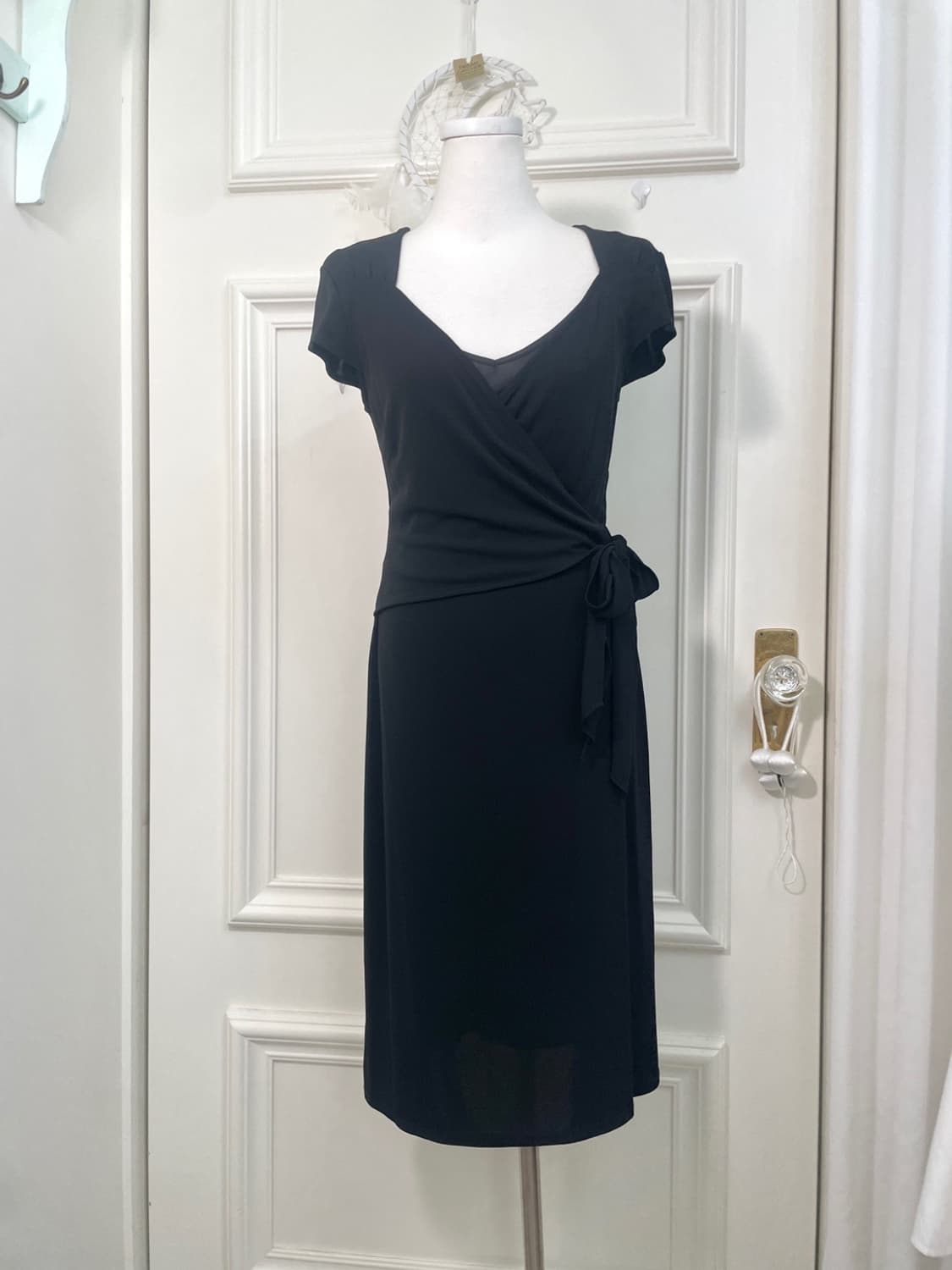 black shirring side bow rayon span opc 상품이미지1