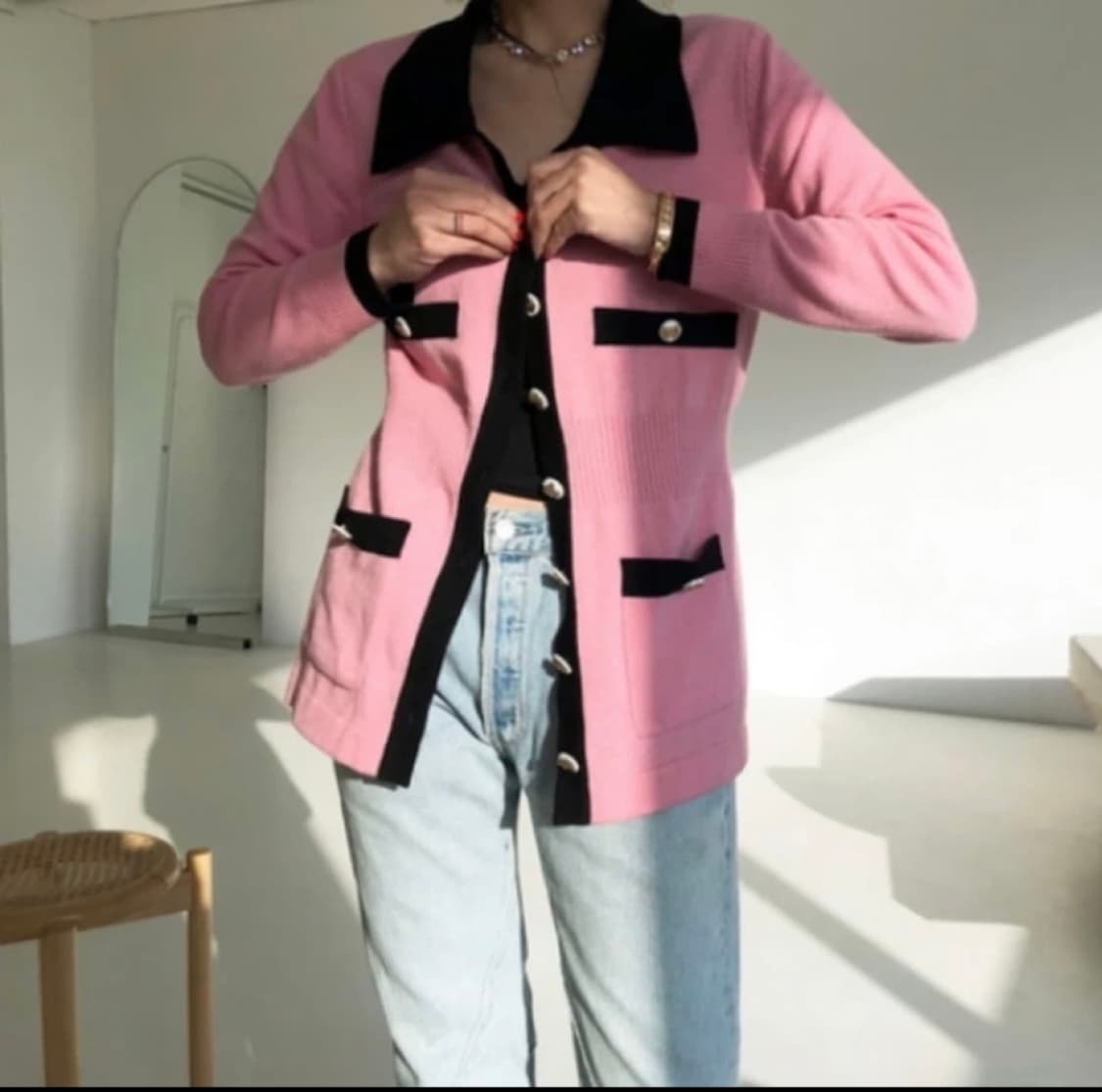 투머치토커 핑크 샤넬 가디건 S 상품이미지1