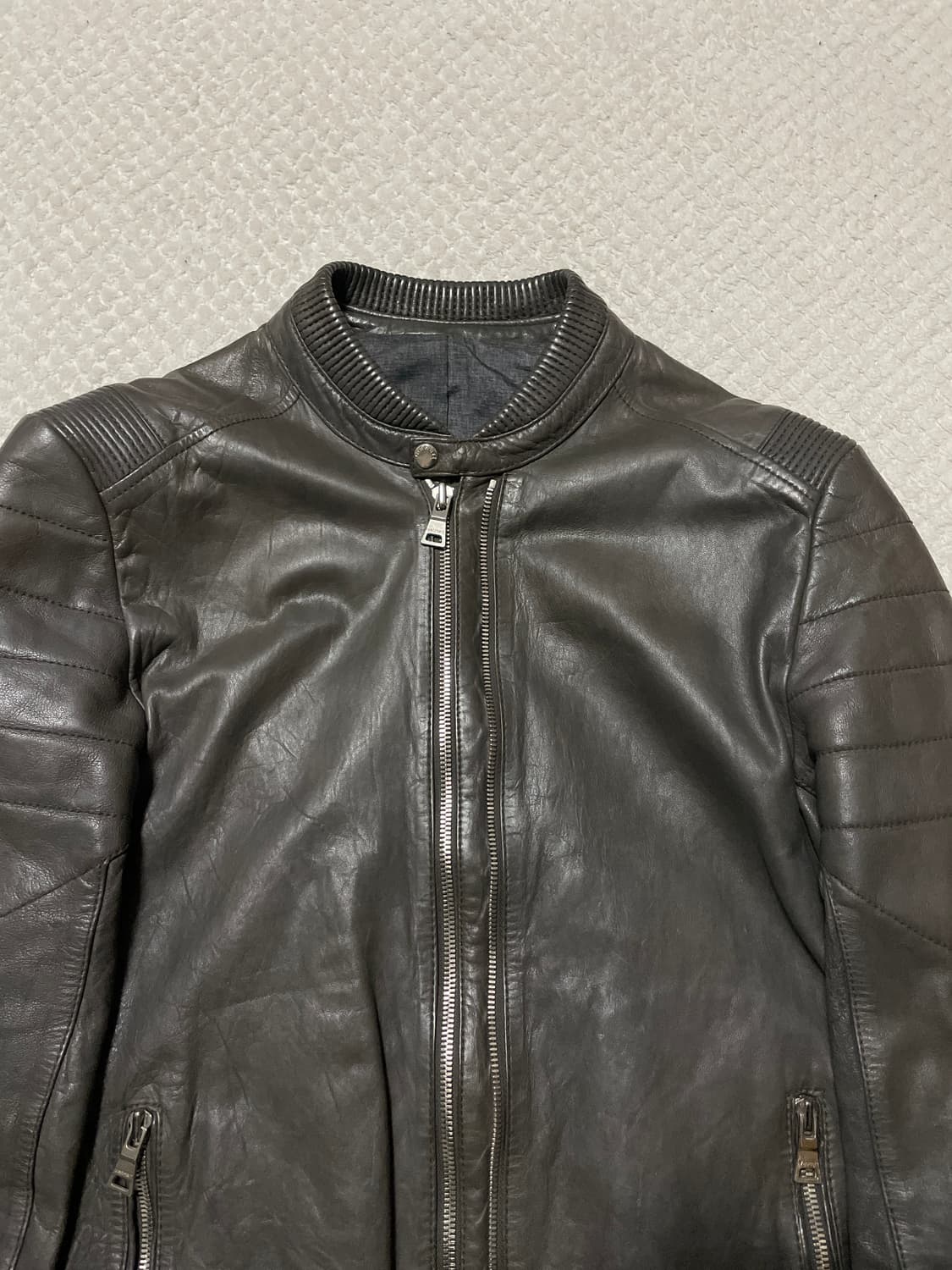 VANHART 반하트 웨스턴 무드 램스킨 양가죽 바이커 절개 레더 자켓 상품이미지5