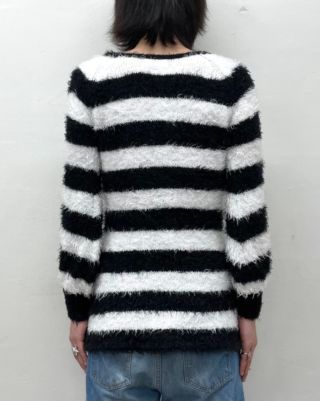 Stripe fur balloon knitwear  상품이미지2