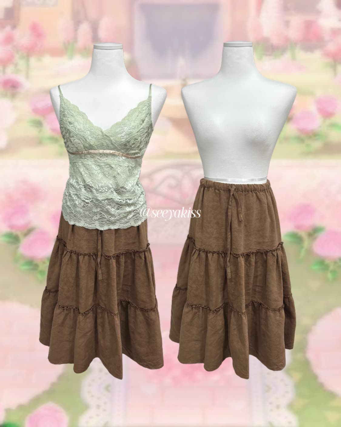 [셋업] 모리걸 데일리 세트 가디건 스커트 슬리브리스 상품이미지4