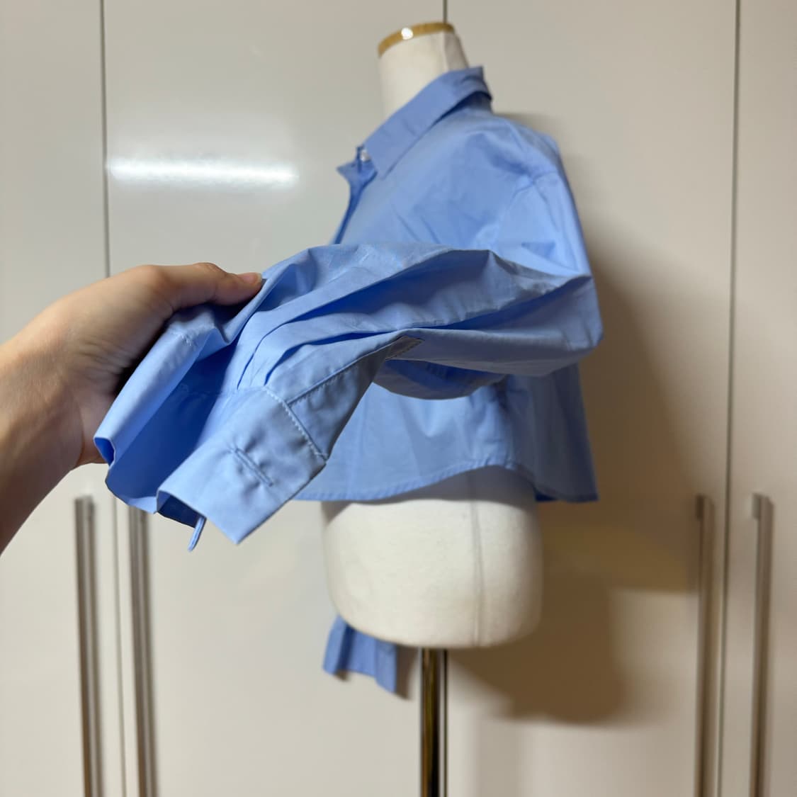 크롭 오버핏 셔츠 소라색 블라우스 상품이미지3