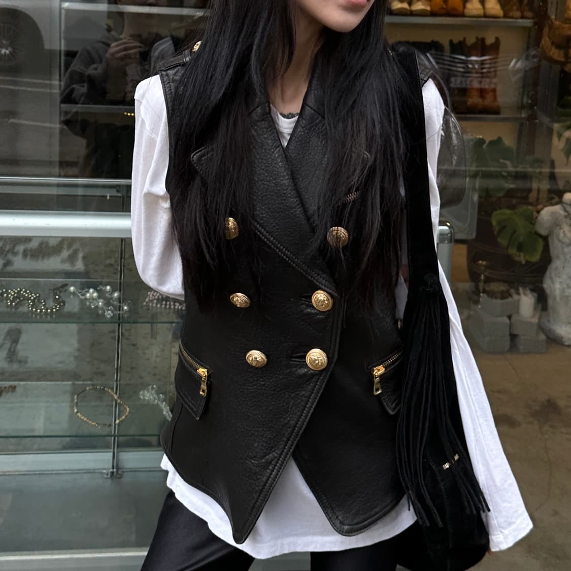 (레어) 2010 아카이브 발망 가죽 나폴레옹 버튼 베스트 상품이미지1