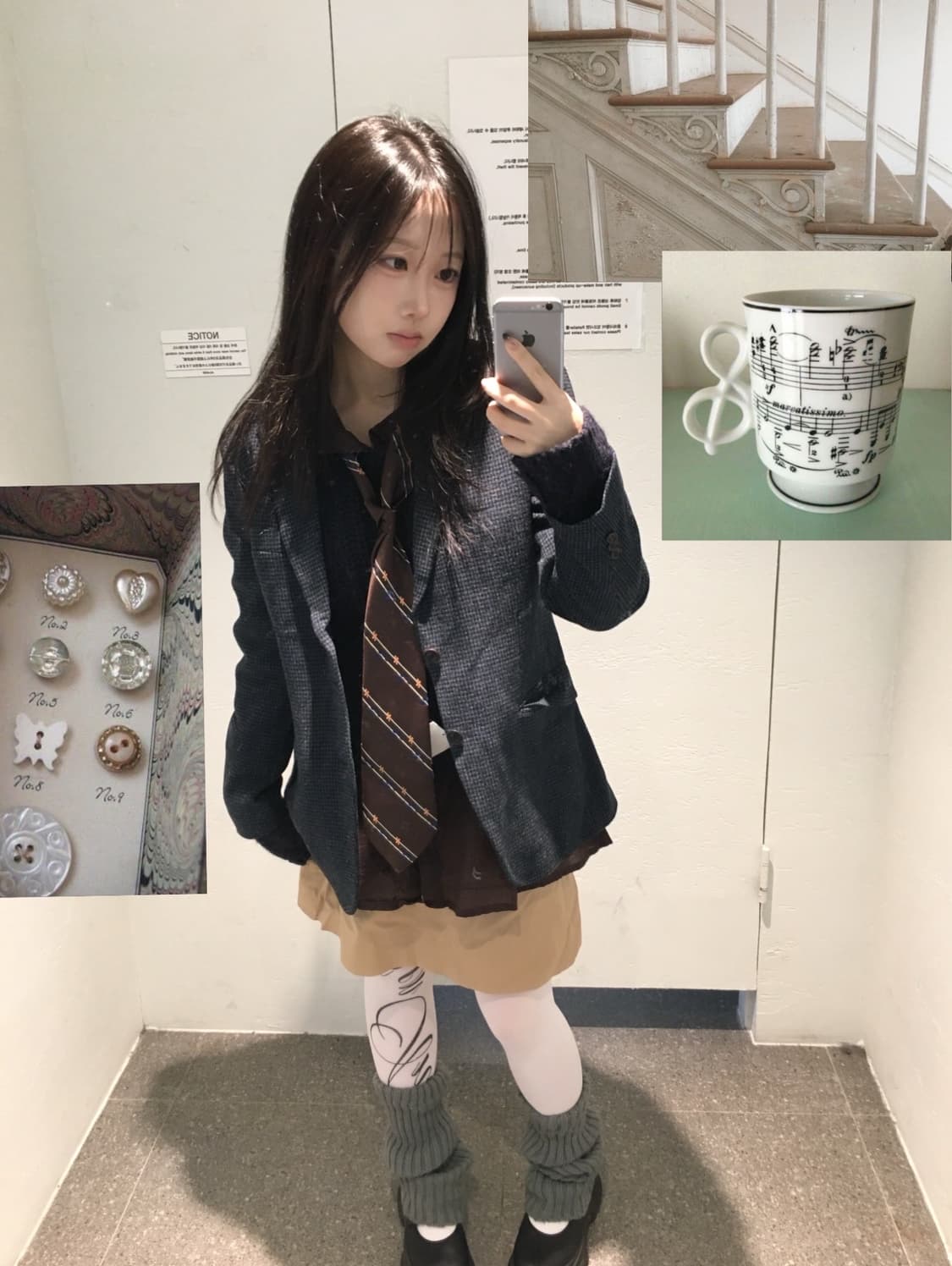 브라운 네이비 프레피 코디세트  상품이미지1