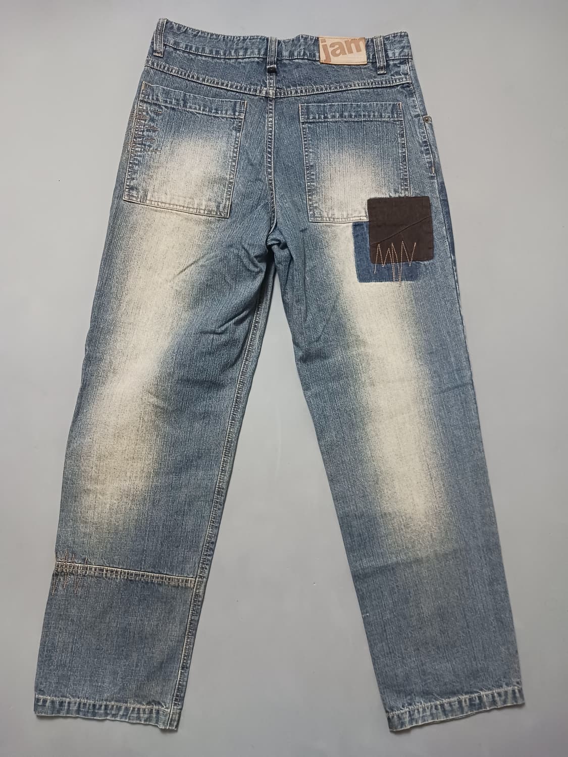 [33] 잠뱅이 스톤워싱 패치워크 와이드 배기진 청바지 상품이미지7