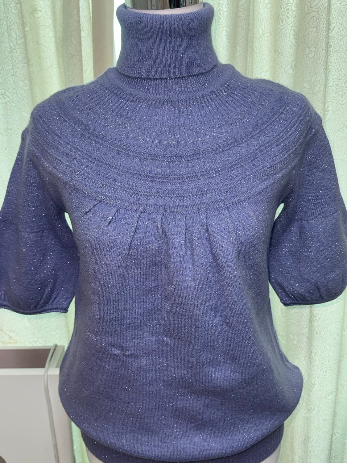 Vintage glitter purple high neck half T 상품이미지3