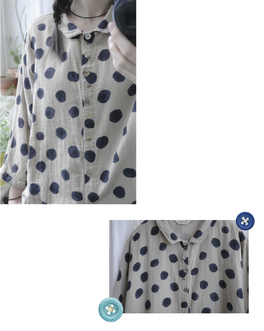 Dot oriental button shirt 상품이미지3