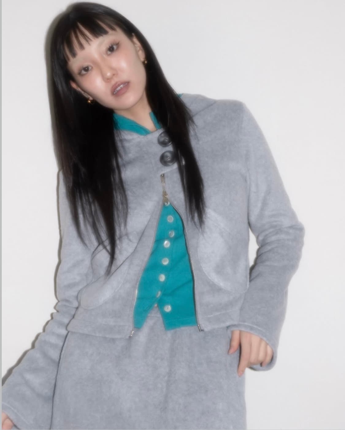 큘 포켓 플리스 후디 재킷 - 그레이 상품이미지5