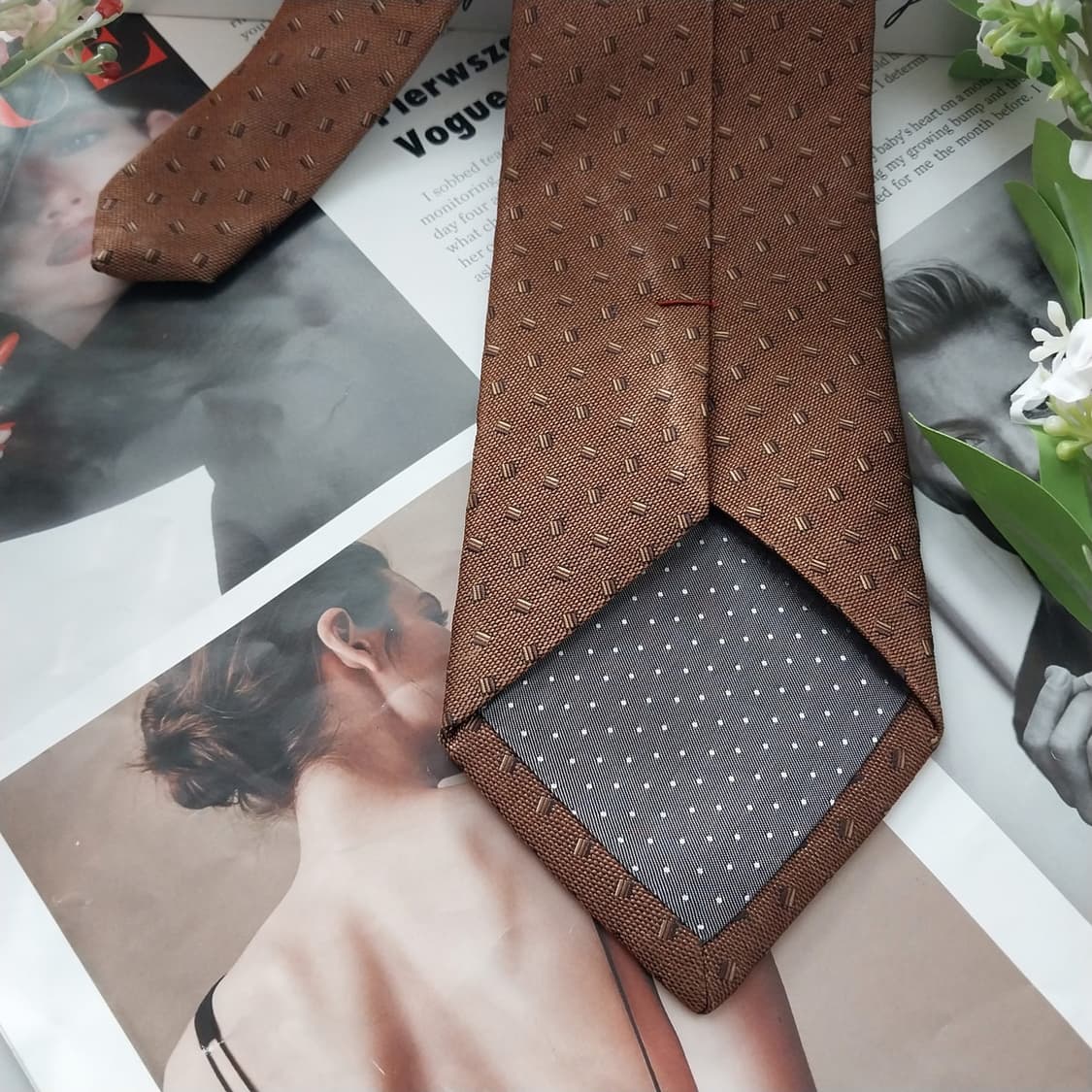 빨질레리 실크 브라운 미니 패턴 넥타이 9.1cm A+등급 K1692
 상품이미지8