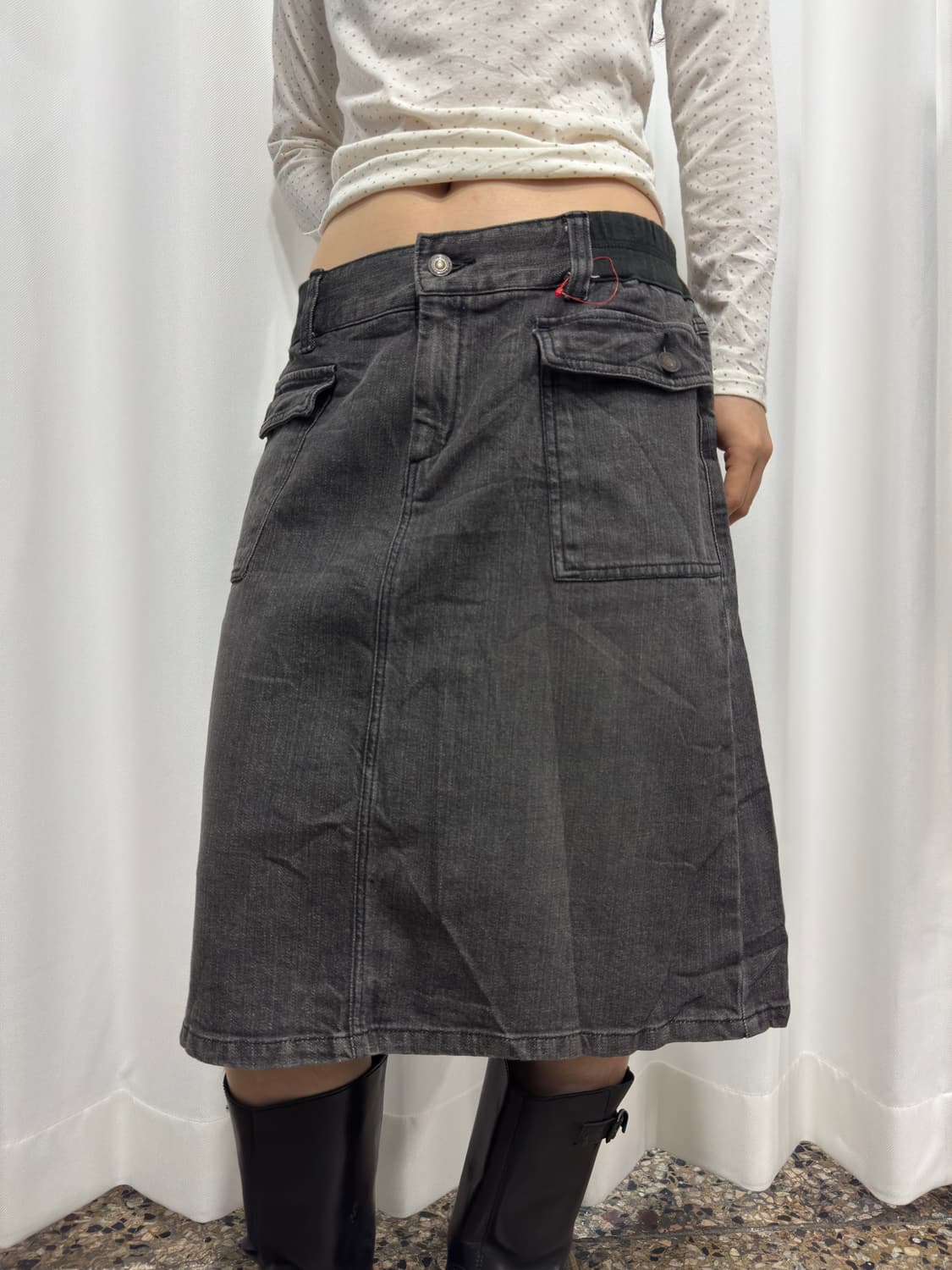 conron denim pocket midi skirt 상품이미지1
