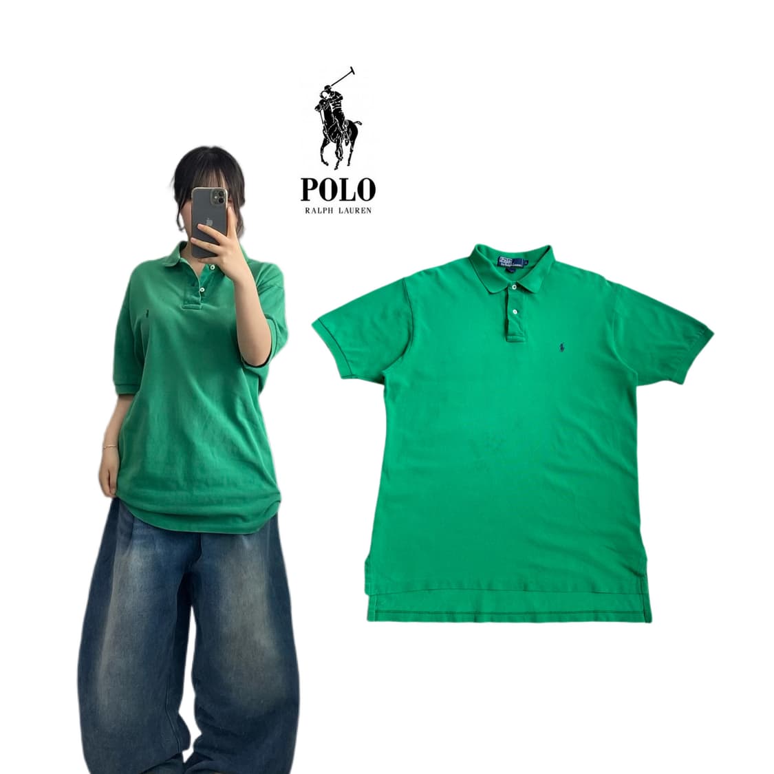 폴로 포니 PK 카라 반팔 티셔츠 그린 상품이미지1