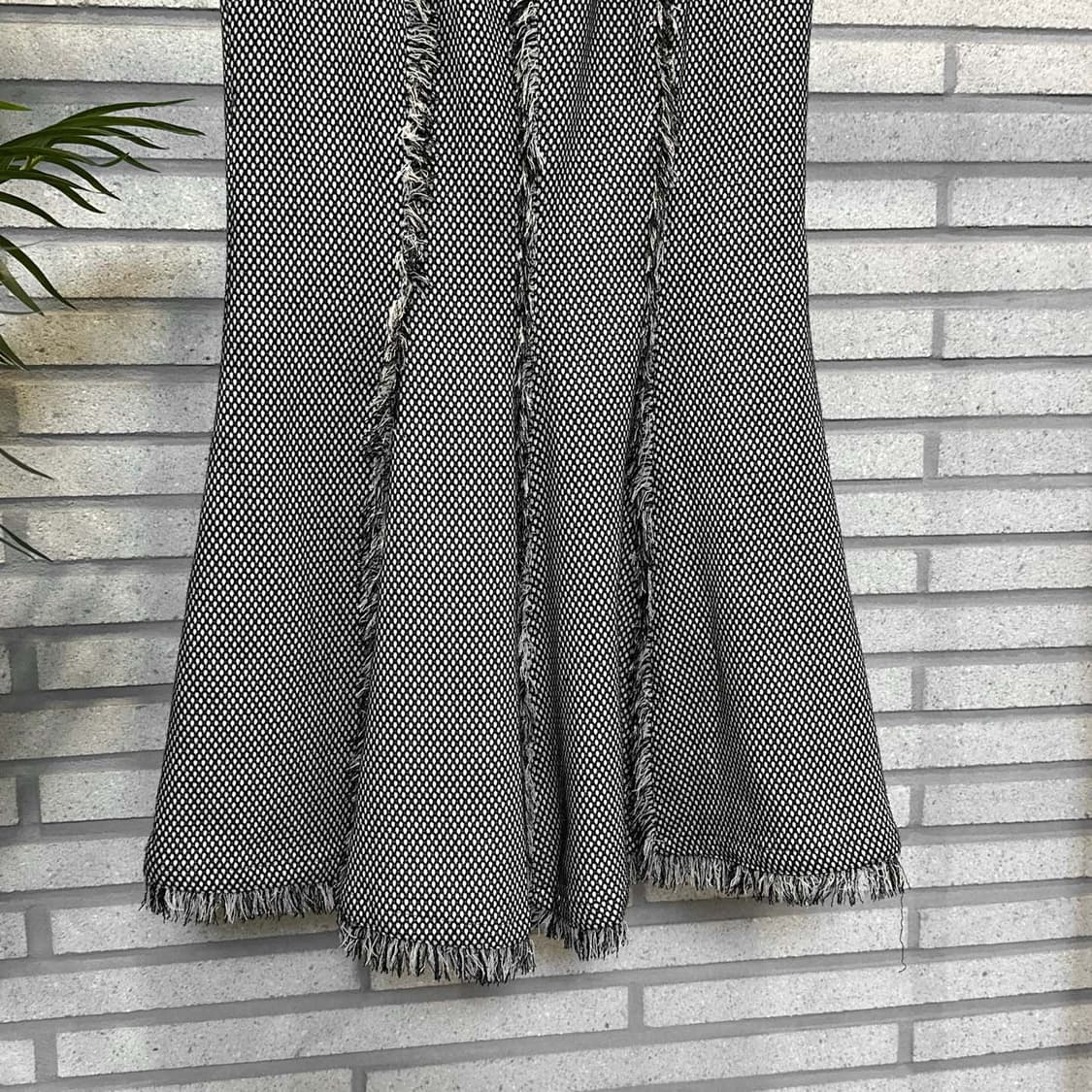 JPN VINTAGE 머메이드 롱 스커트 도트패턴 프린지 디테일 그레이 상품이미지5