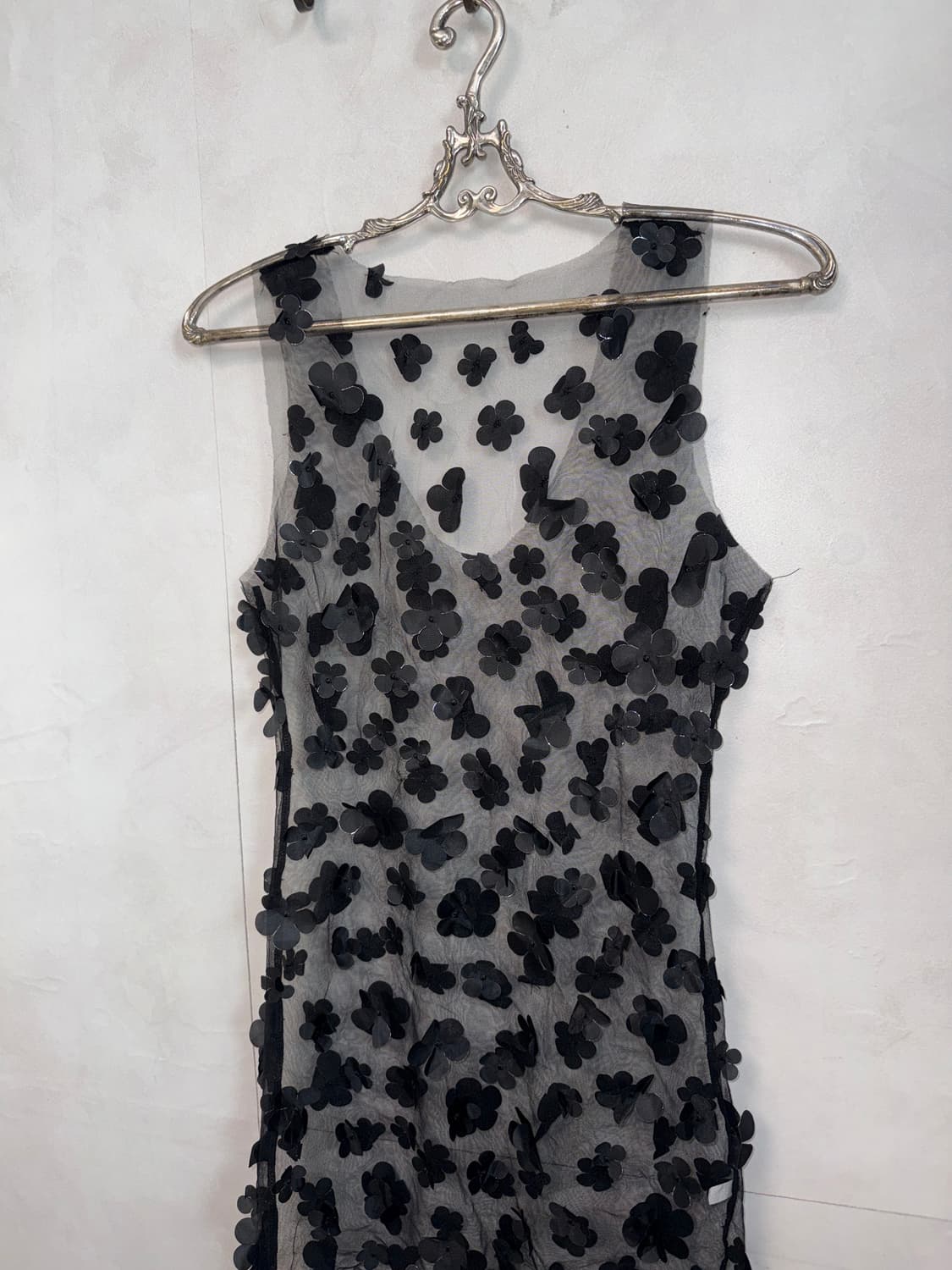 Black popcorn flower mesh sleeveless ops 상품이미지7
