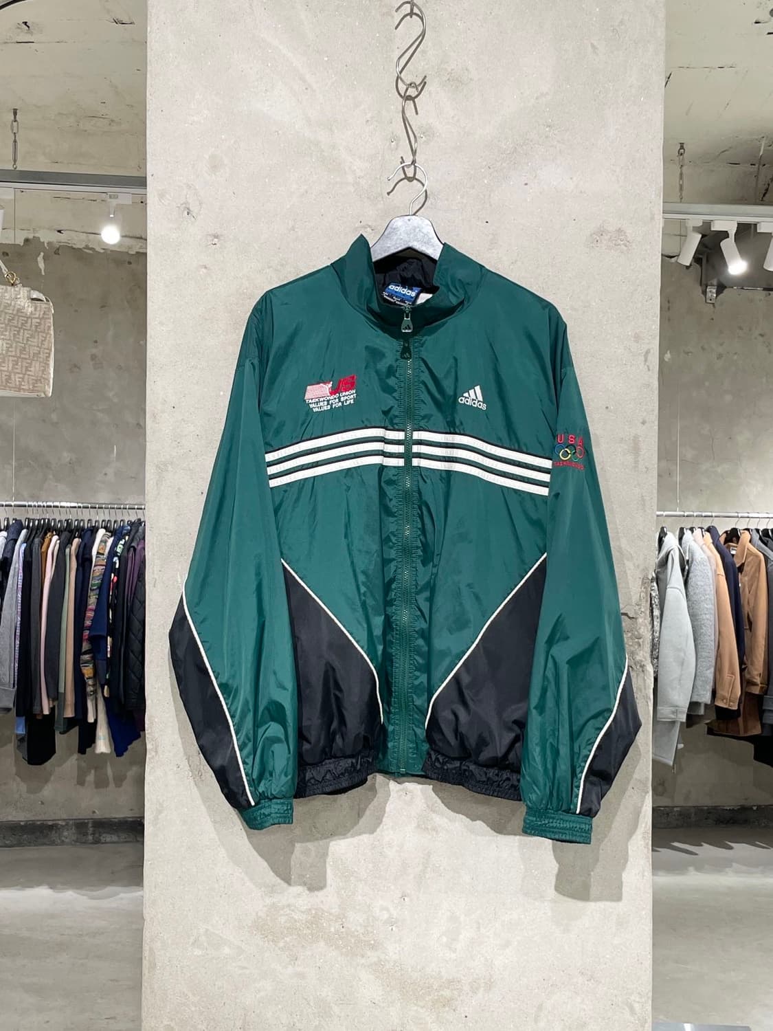 아디다스 그린 usa 태권도 유니온 엠블럼 트랙 자켓 상품이미지1