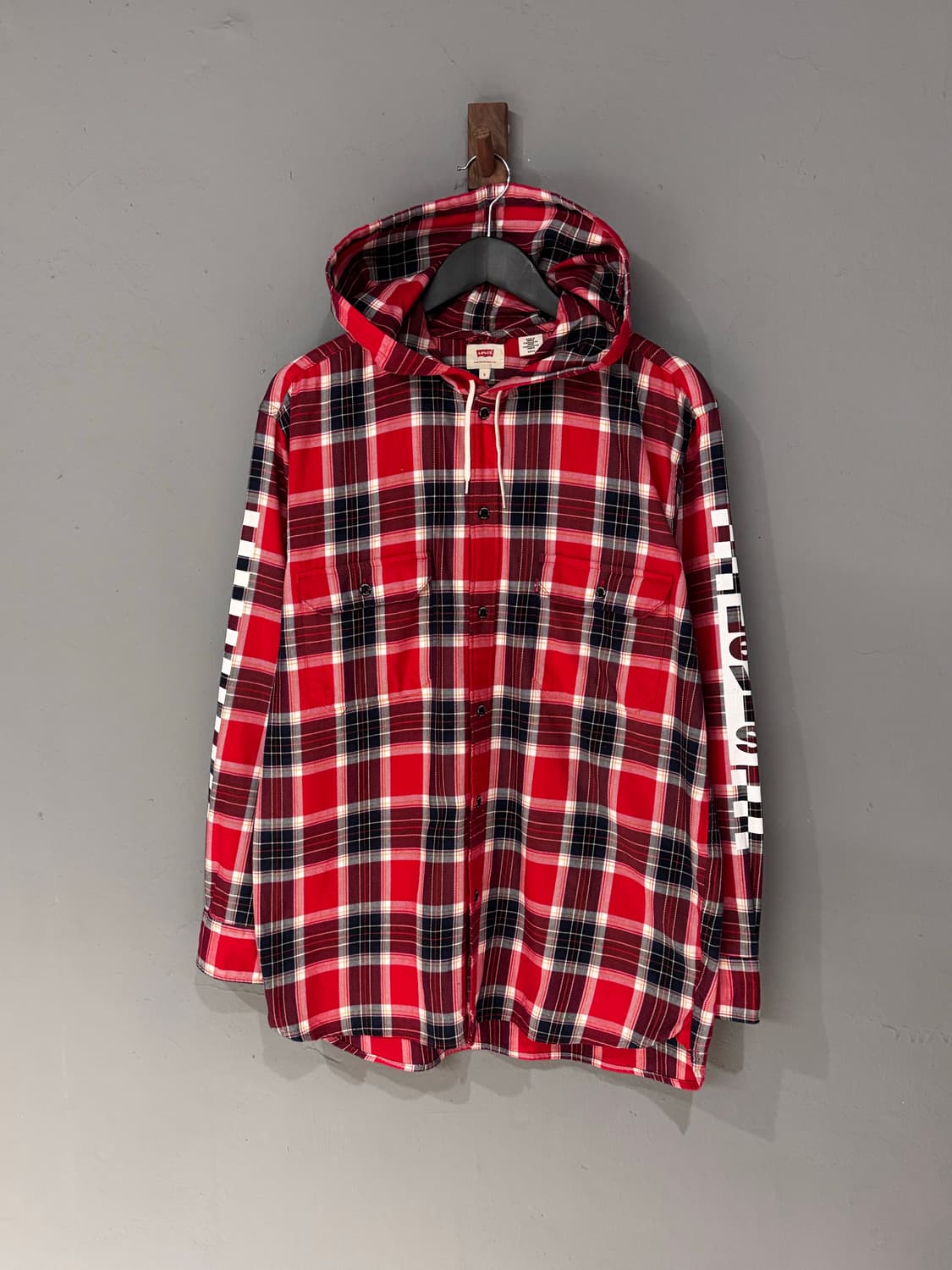 리바이스 체크패턴 투포켓 후드셔츠  상품이미지1