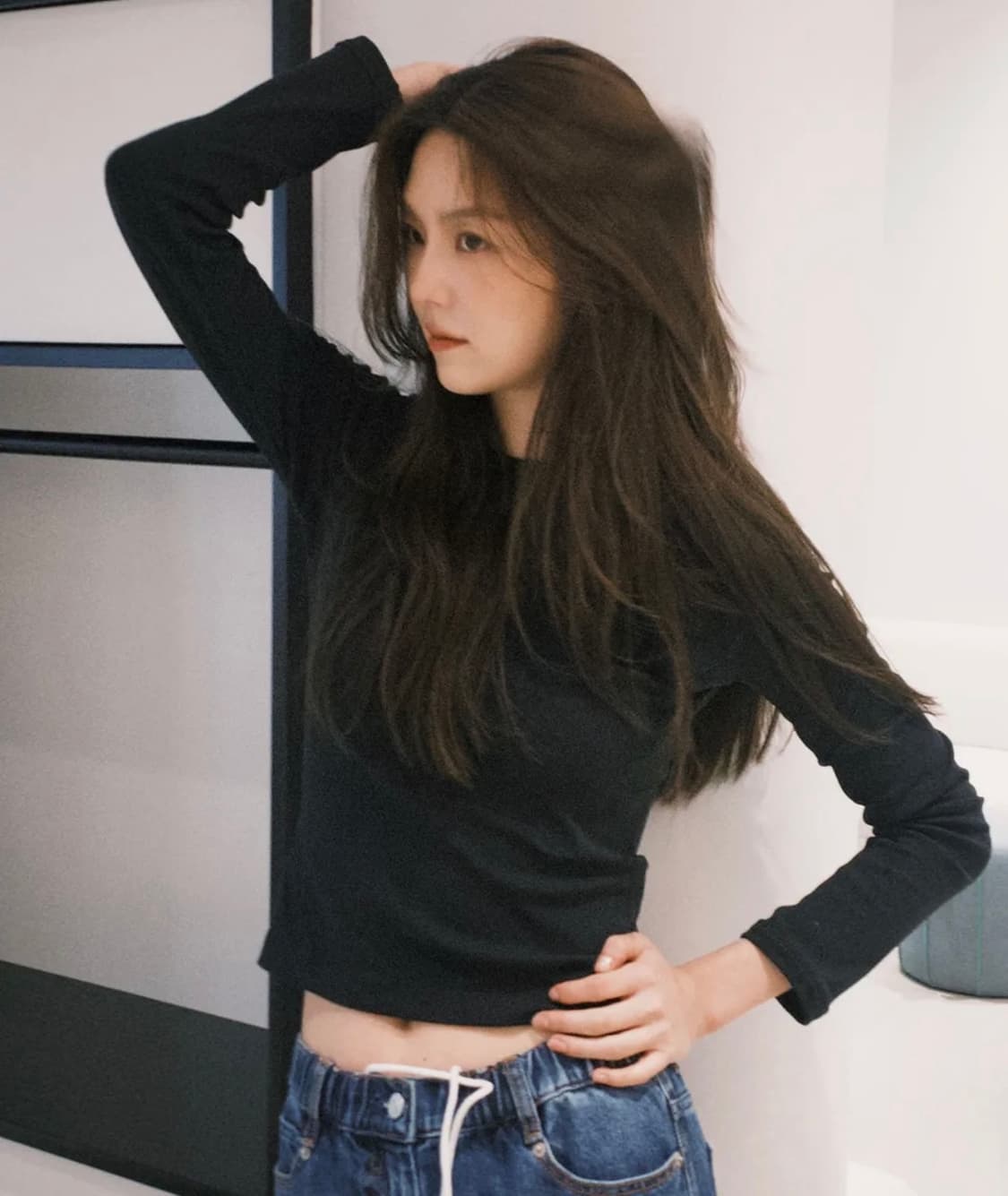 시티브리즈 코튼 라운드 긴팔 티셔츠(Basic) 블랙 / M 상품이미지3