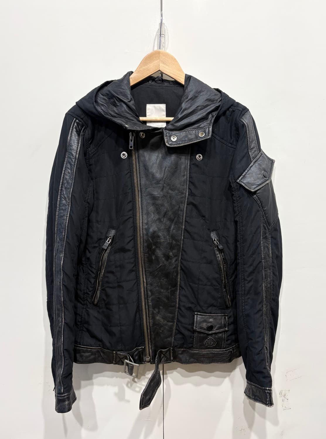 디젤 레더 트리밍 후드 자켓 상품이미지1