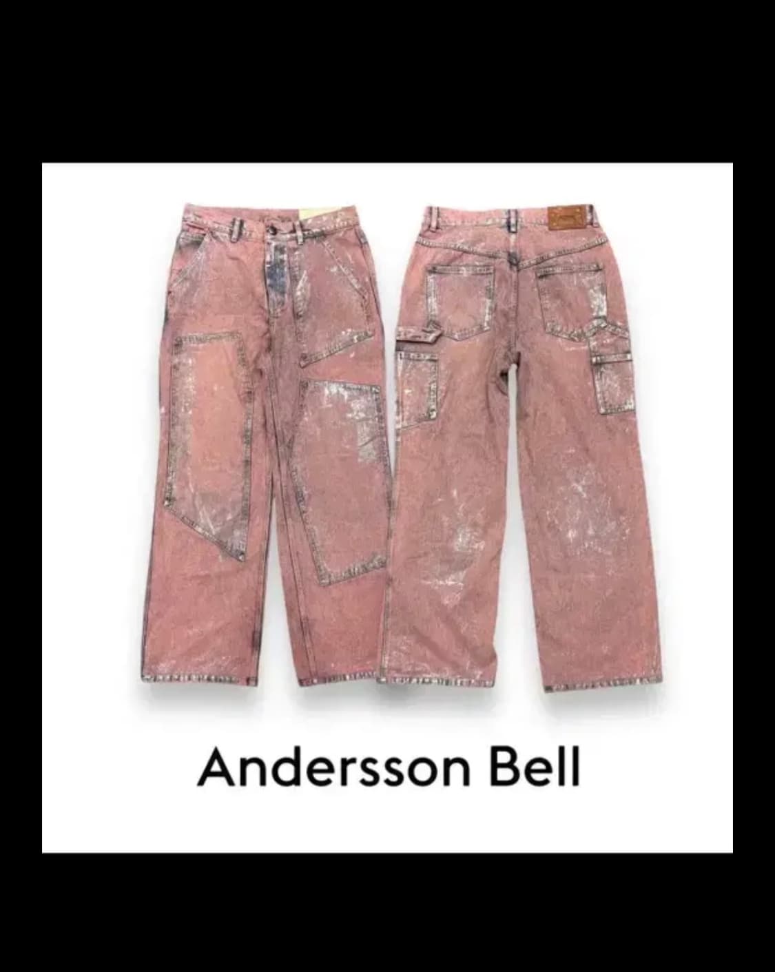 앤더슨벨 왁스 코티드 카펜터 와이드 레그 진 핑크 상품이미지1