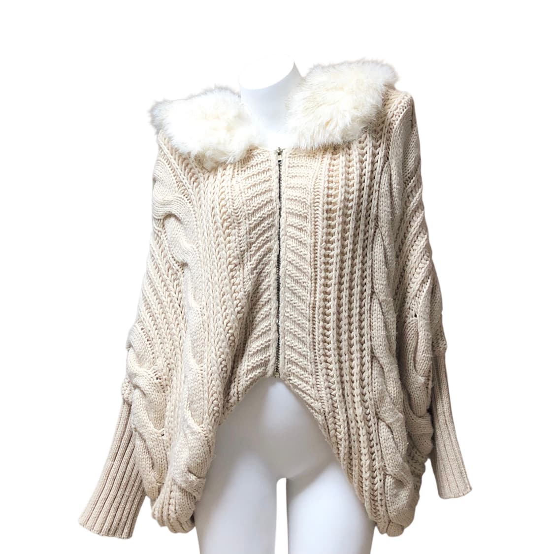 datura 돌먼 니트 후드 퍼 가디건 갸루 y2k 상품이미지3