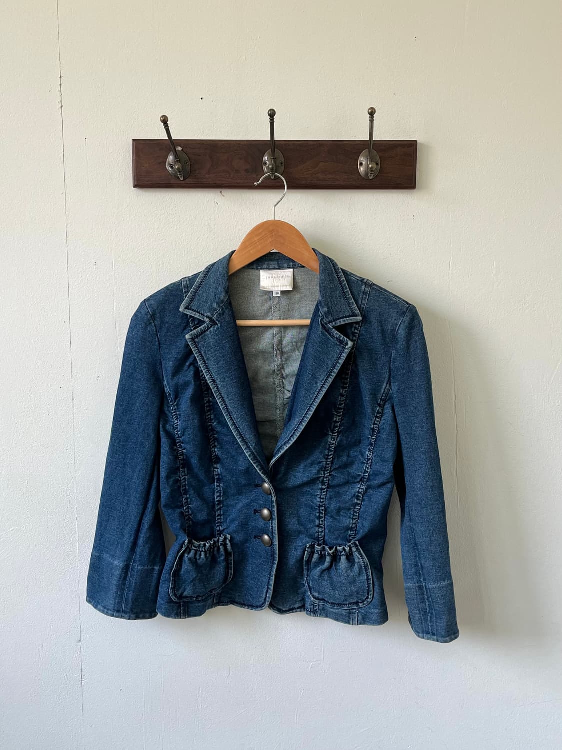 EMMAJAMES 셔링 크롭 데님 자켓 상품이미지1