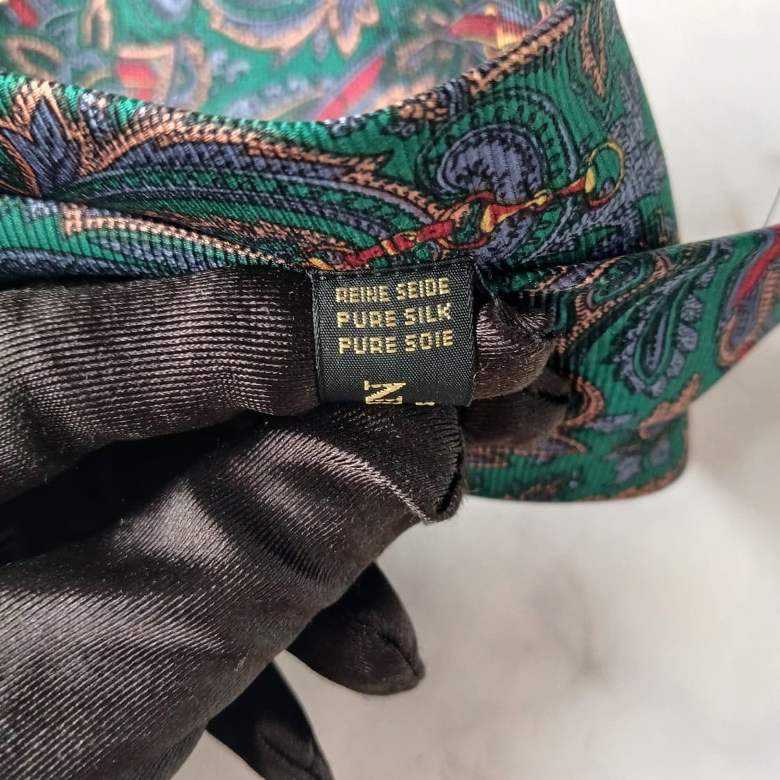 LANVIN 랑방 실크 그린 페이즐리 넥타이 9.5cm A+등급 E113 상품이미지9