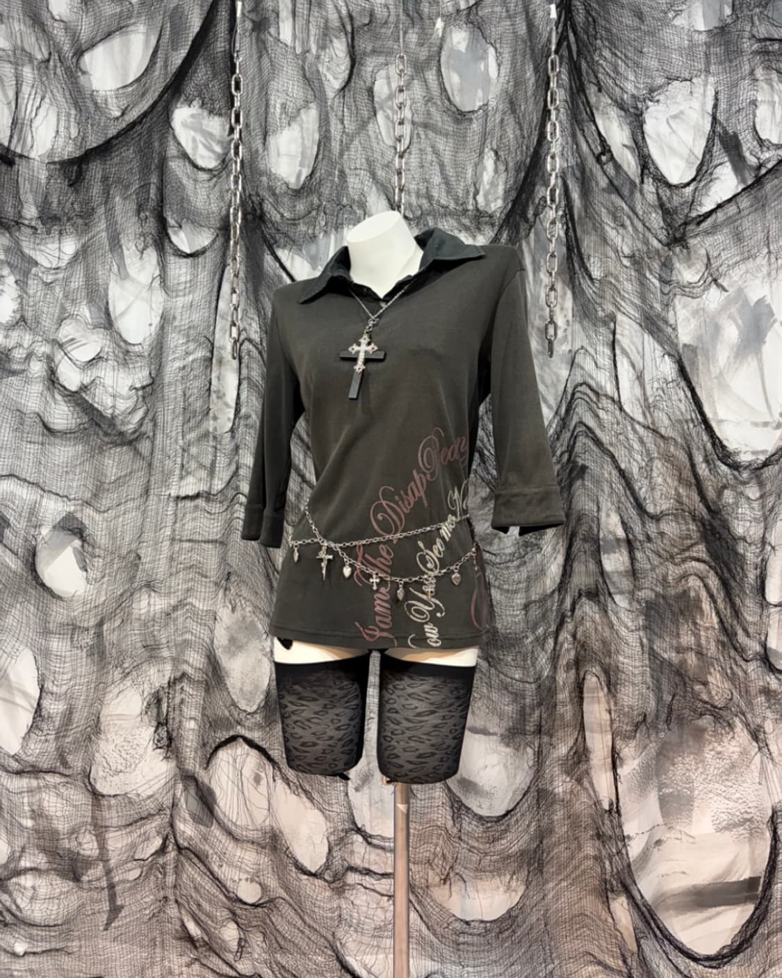 Y2K goth lettering Glitter long sleeve 상품이미지1