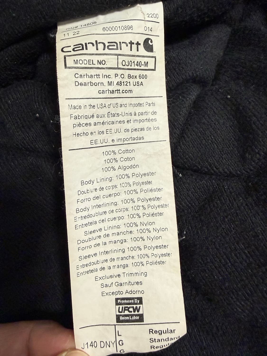 칼하트 액티브 자켓 j140 DNY USA 네이비 L 상품이미지6