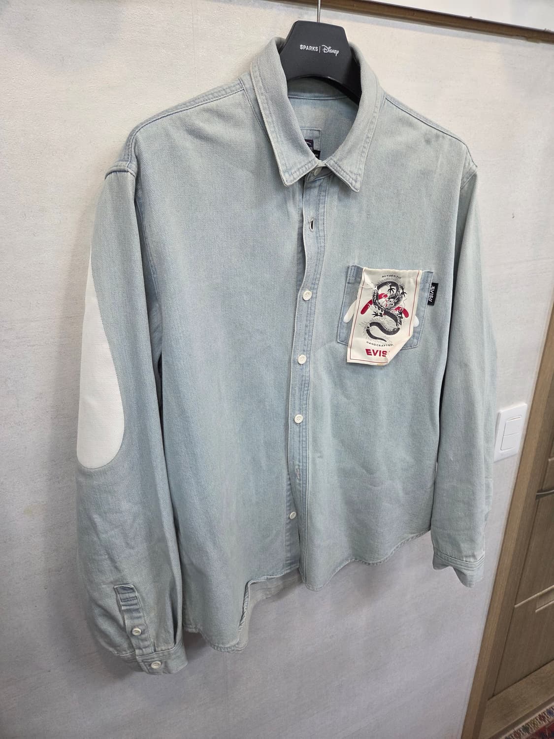 에비수 레더 로고 연청 데님셔츠 긴팔 xl 상품이미지6
