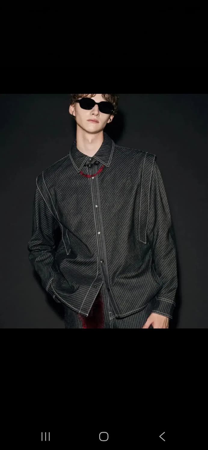 메종미네드 스트라이프 블랙 데님셔츠 긴팔 m 상품이미지6