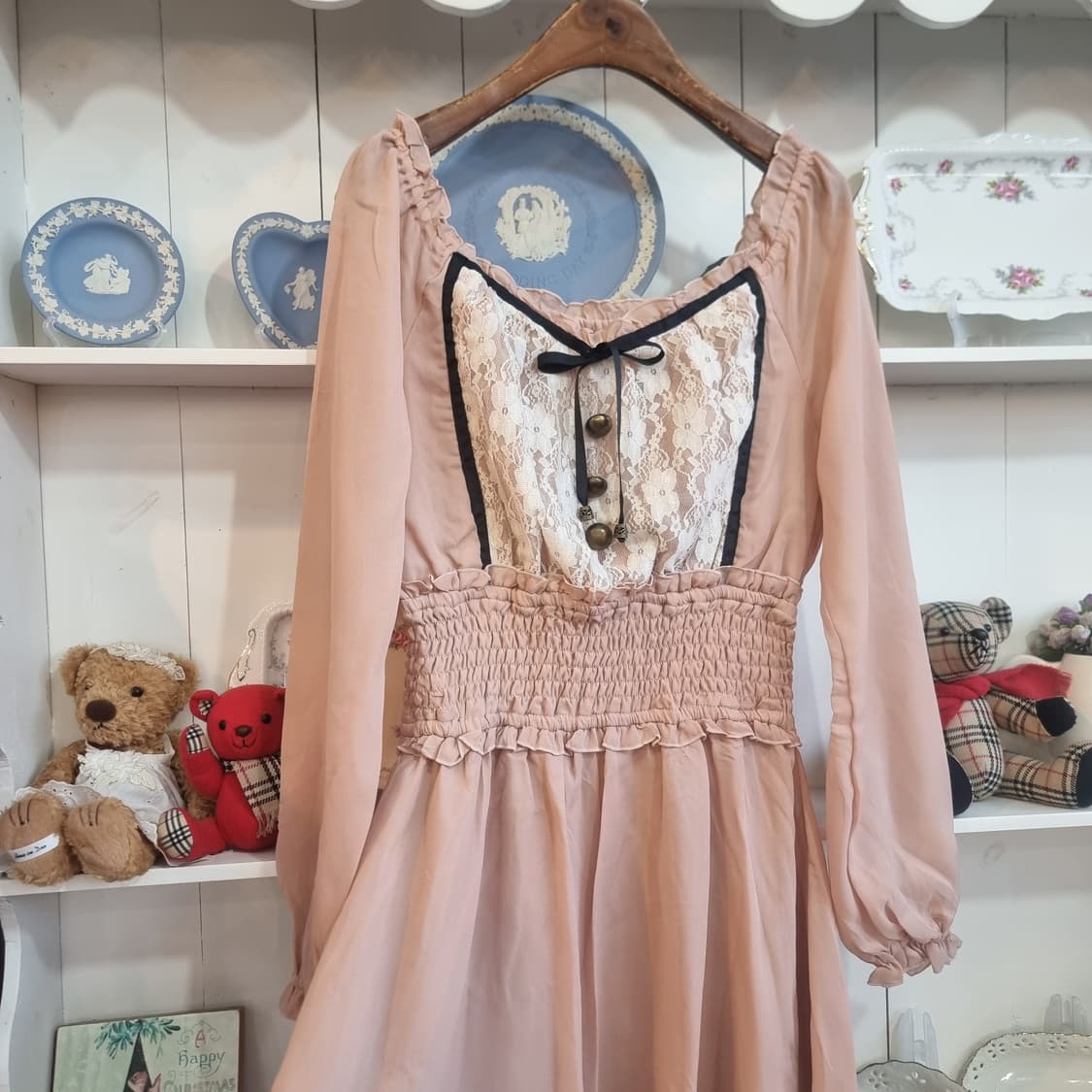 로맨틱 레이스 셔링 원피스 상품이미지6