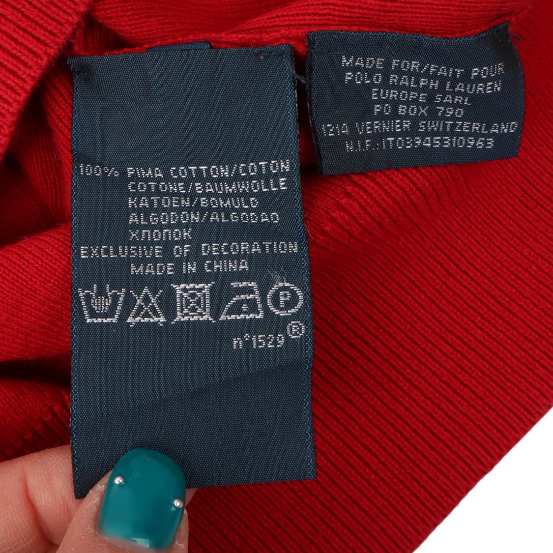 폴로 랄프로렌 레드 피마코튼 브이넥 니트 상품이미지9
