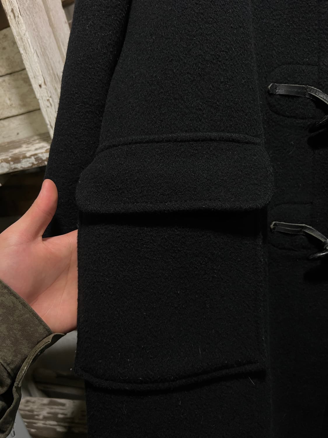 [S]90's Gloverall 글로버올 우먼스 블랙 울 더플 코트 상품이미지5