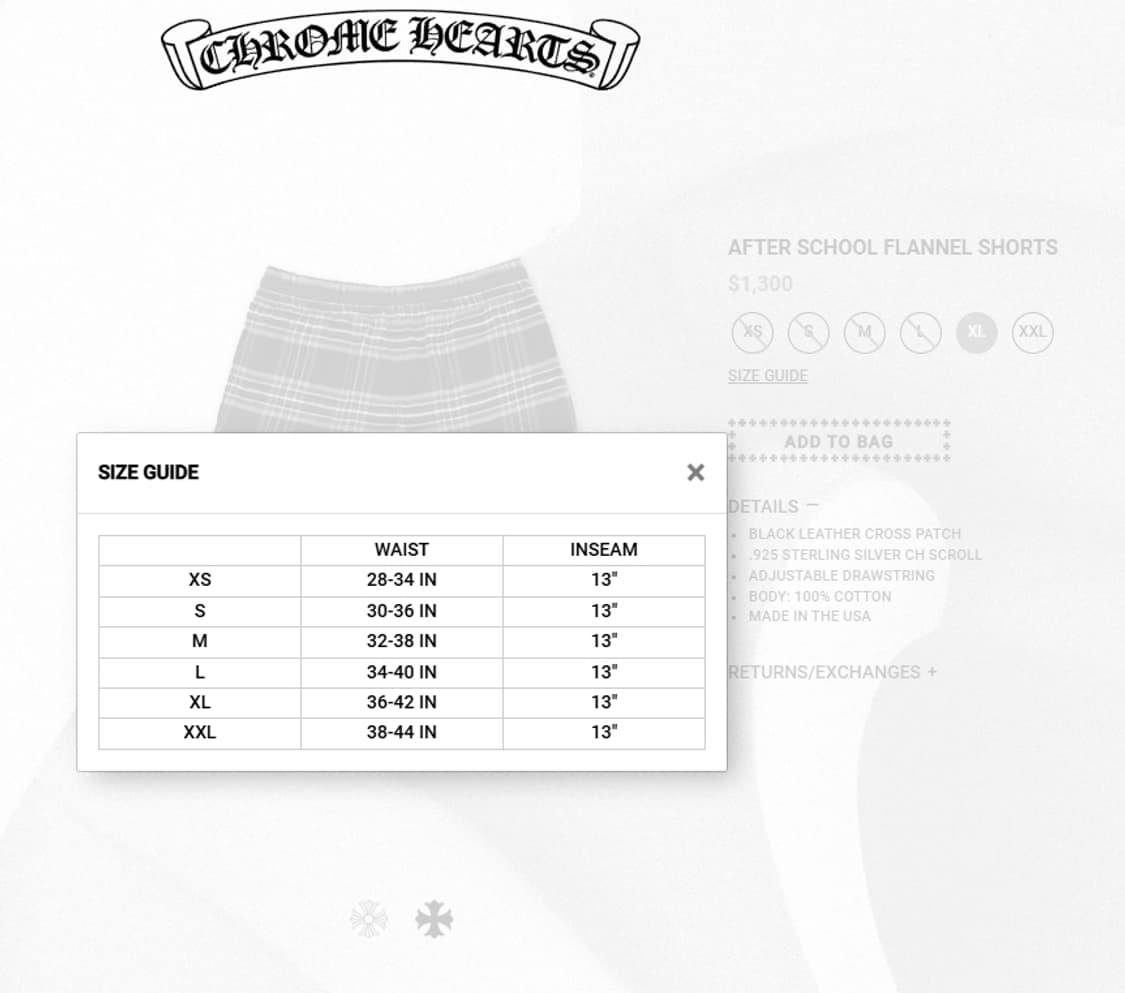 [XS] 크롬하츠 플란넬 쇼츠 Chrome hearts shorts 상품이미지2