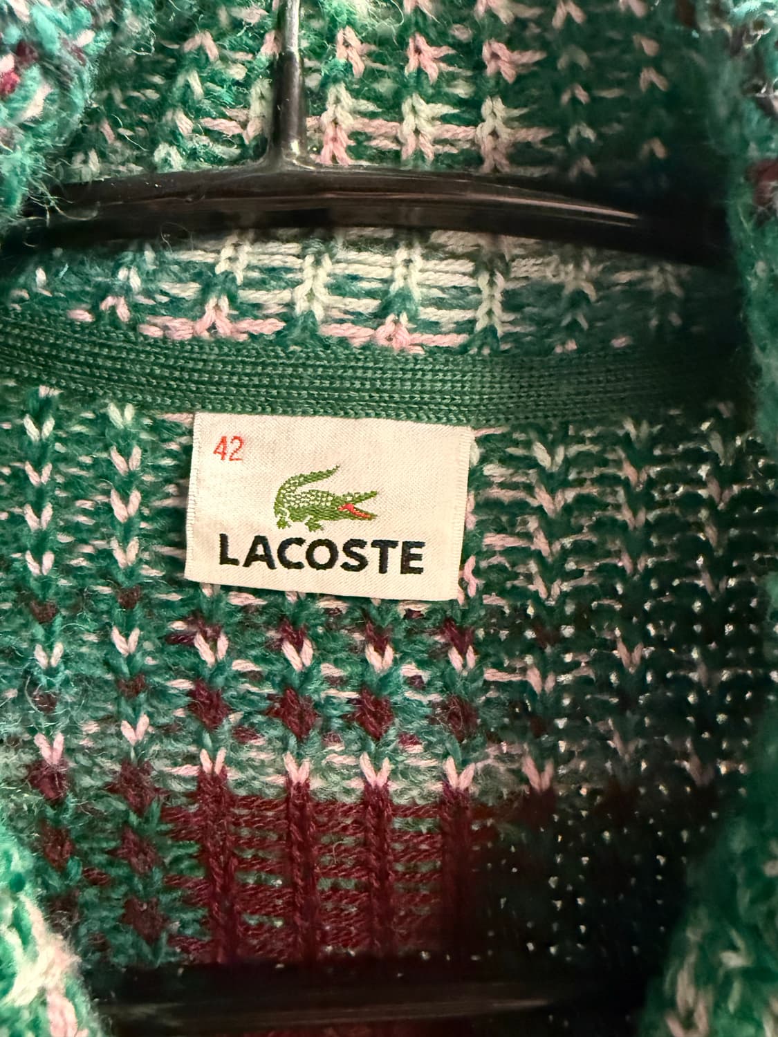 42 라코스테 LACOSTE 노르딕 체크 집업 니트 가디건 그린 상품이미지6