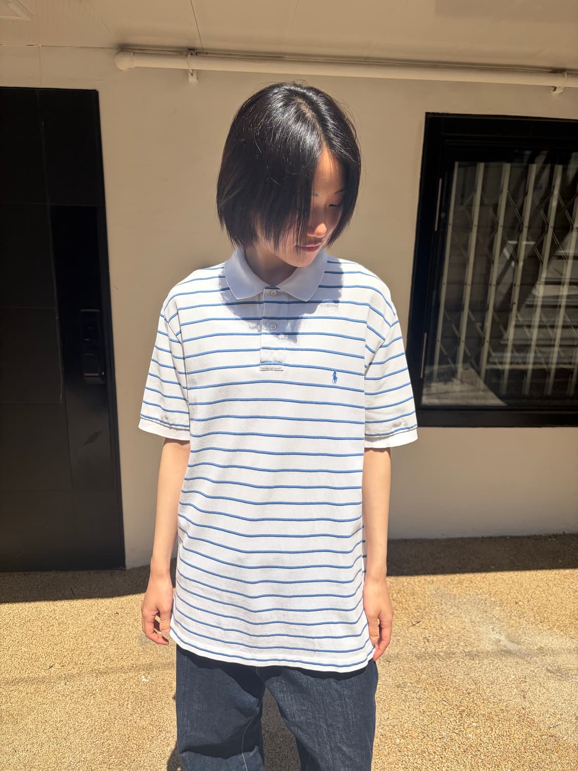 Polo Ralph Lauren 블루 스트라이프 반팔 카라 티셔츠 L 상품이미지2