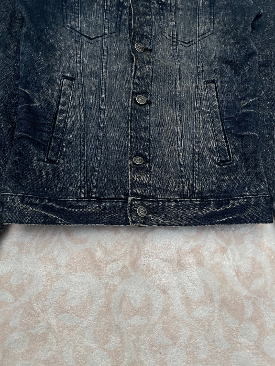 Vintage y2k Black Washed Denim Jacke 상품이미지3