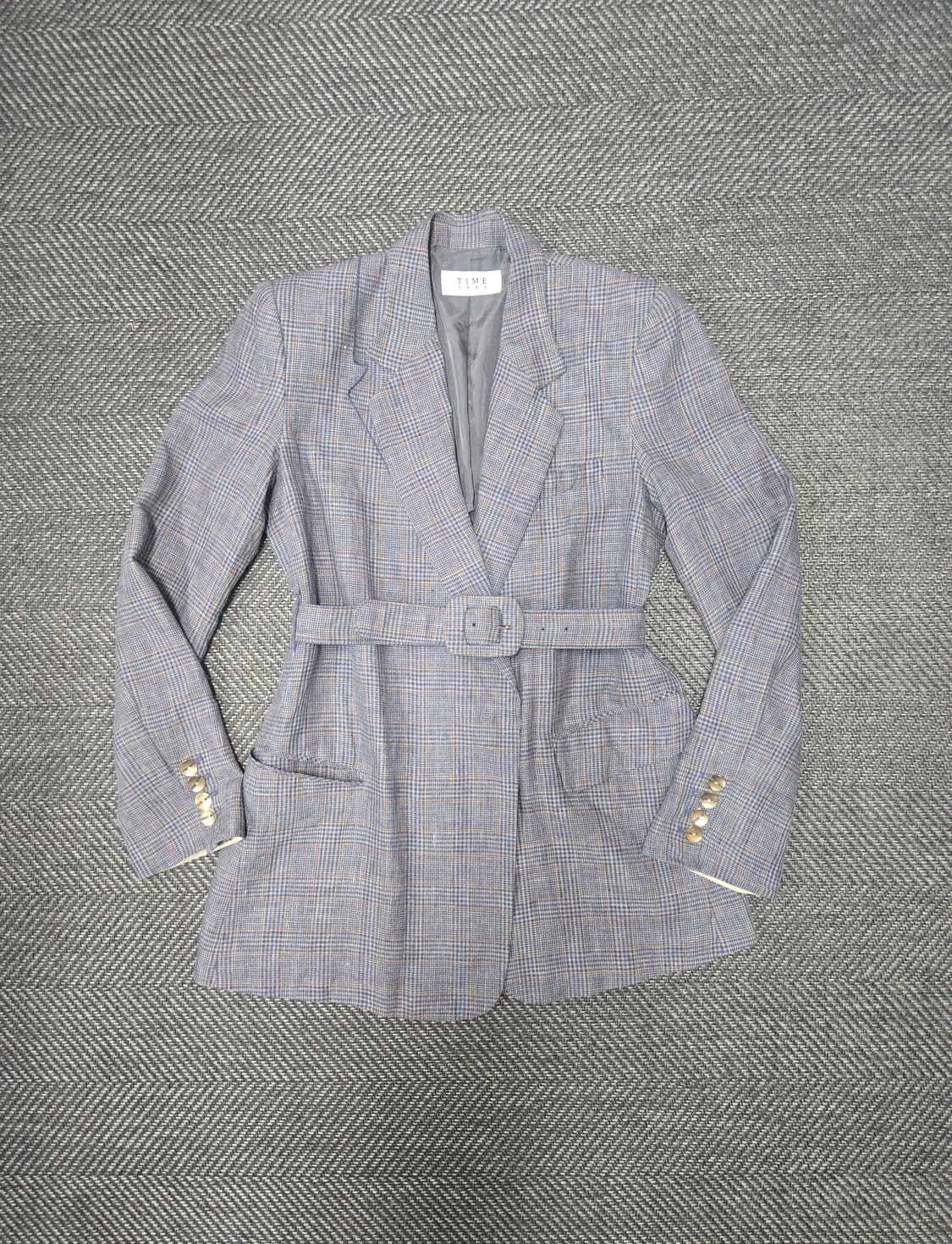 한섬 타임 TIME 체크 벨트 자켓 마93%자켓 상품이미지1