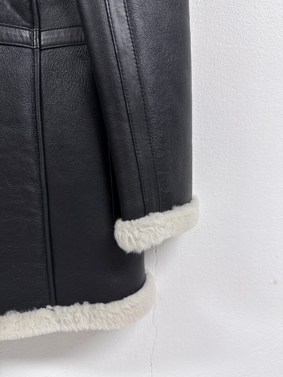 [A][95]스페인 나파 메리노 무스탕 시어링 하프 코트 상품이미지8