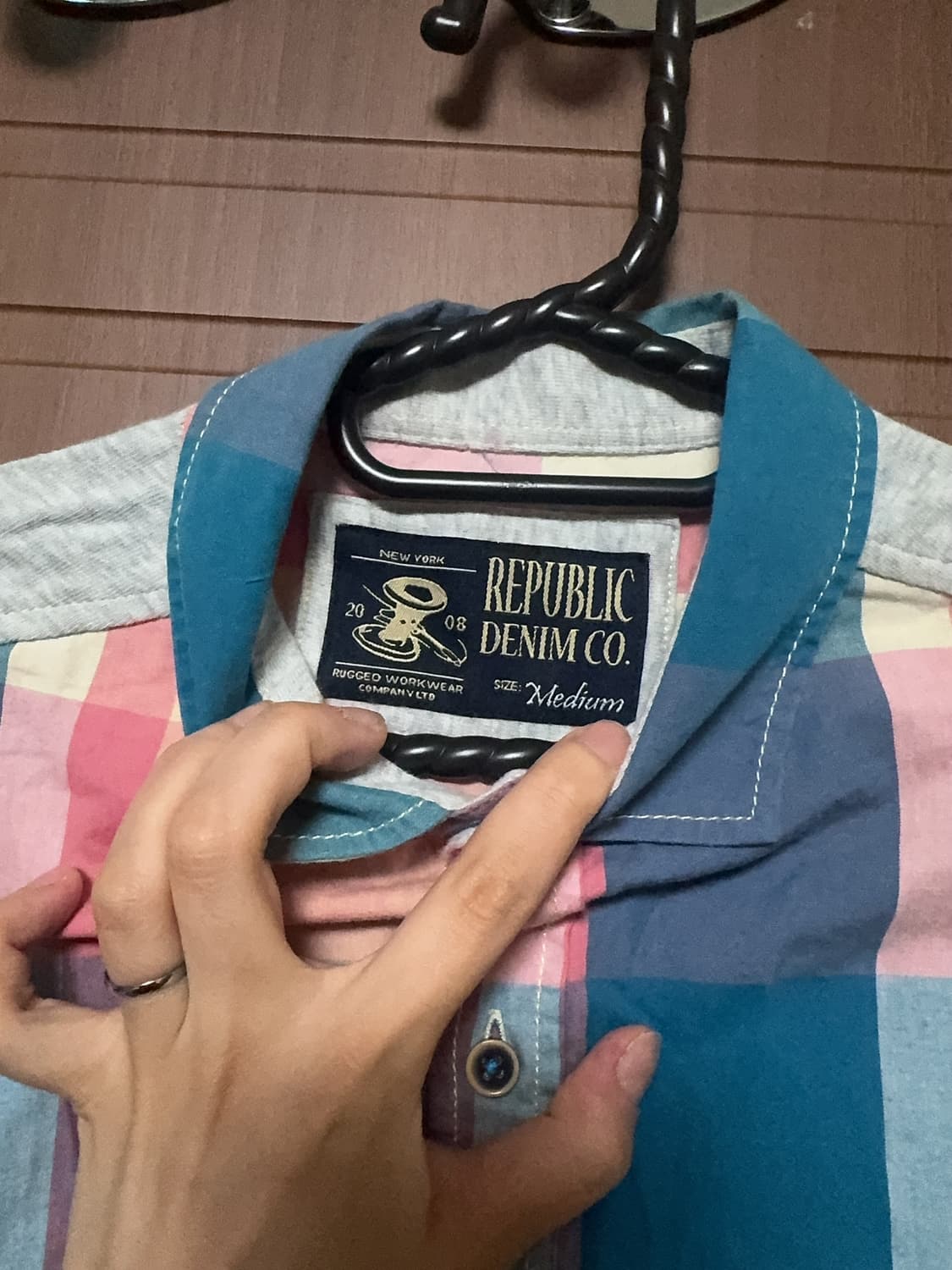 빈티지 모리걸 하구미 체크 셔츠 긴팔 남방 상품이미지3