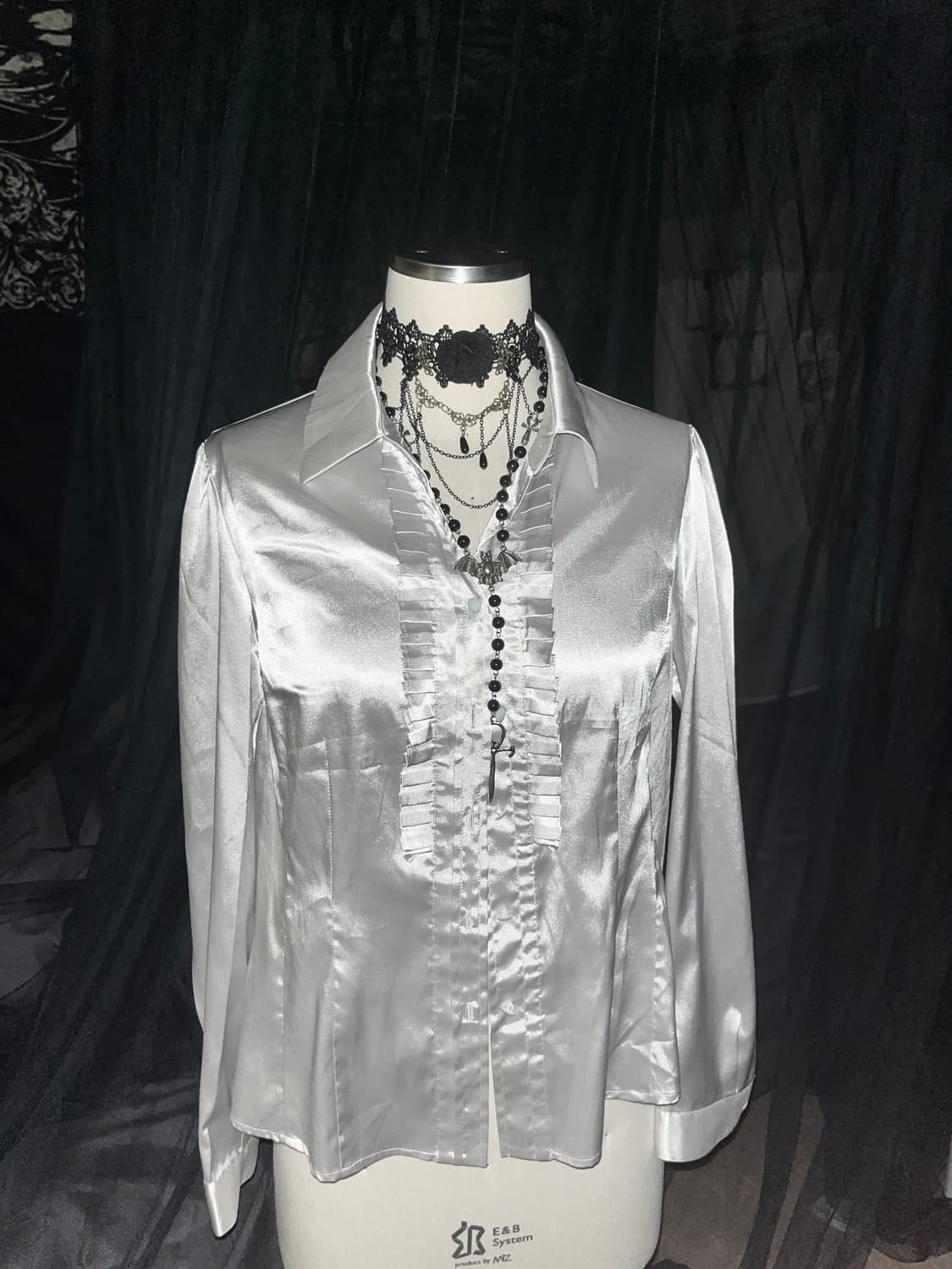 고스 실키 프릴 블라우스 공포게임걸 silky JPN vintage 상품이미지1