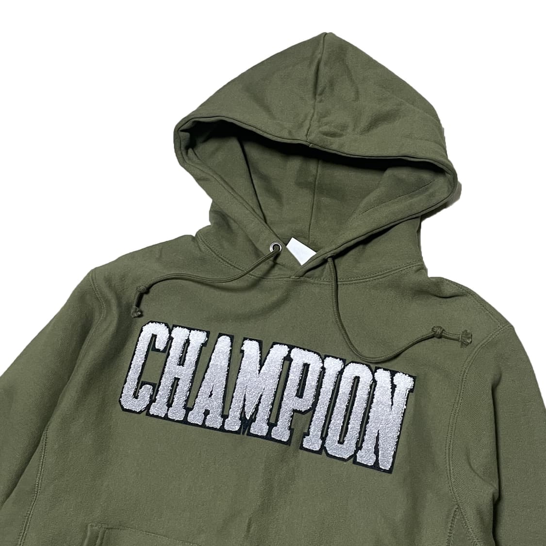 챔피온 블루택 리버스위브 그라데이션로고 후드티 카키 상품이미지3