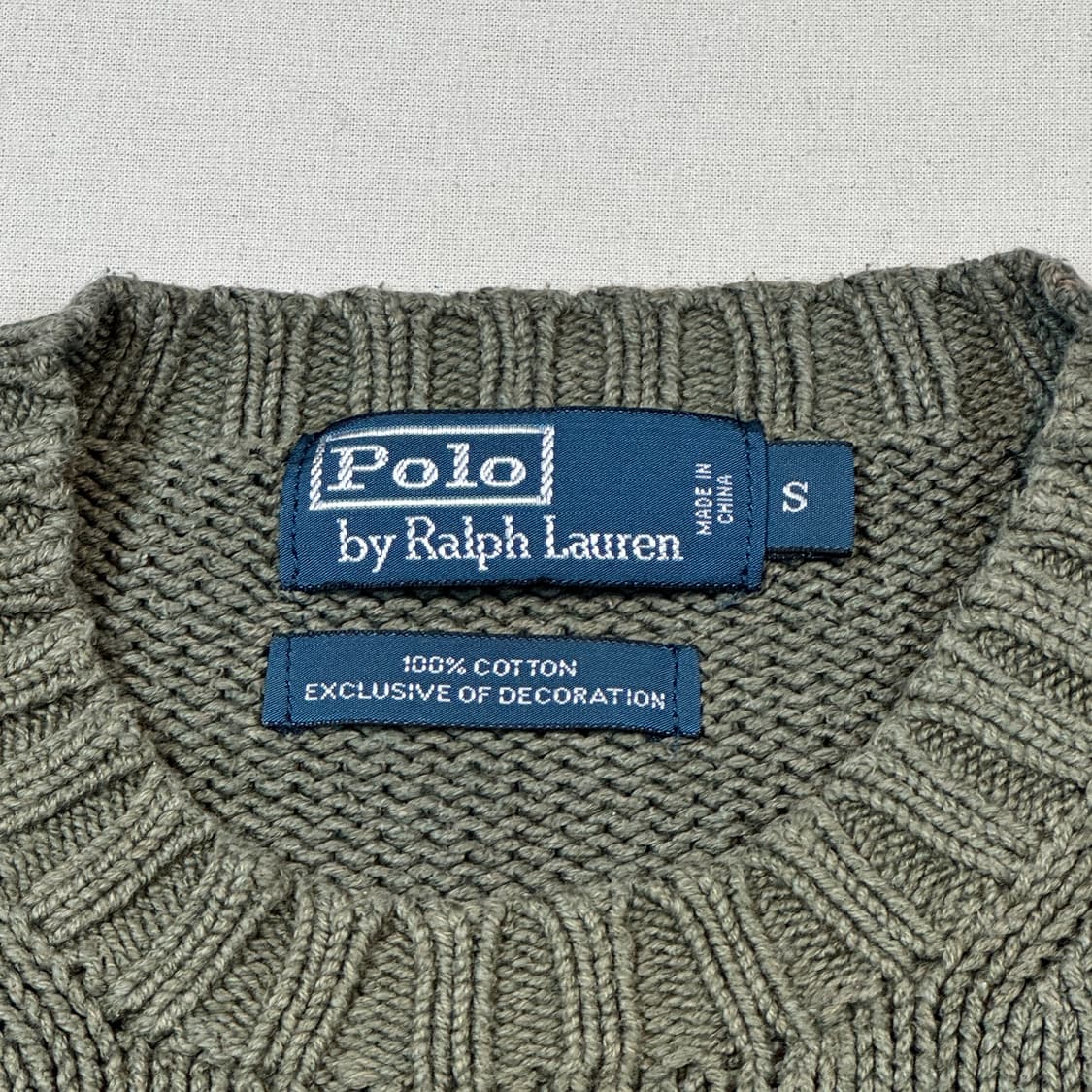 S) 폴로 랄프로렌 올리브 그린 헤비코튼 라운드넥 니트 상품이미지6