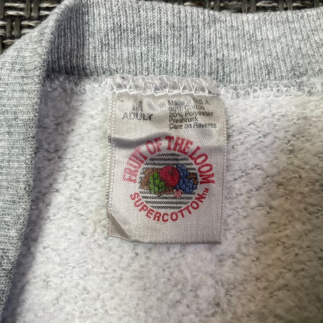 프룻오브더룸 그레이 자수 기모 맨투맨 스웻셔츠 M 상품이미지6