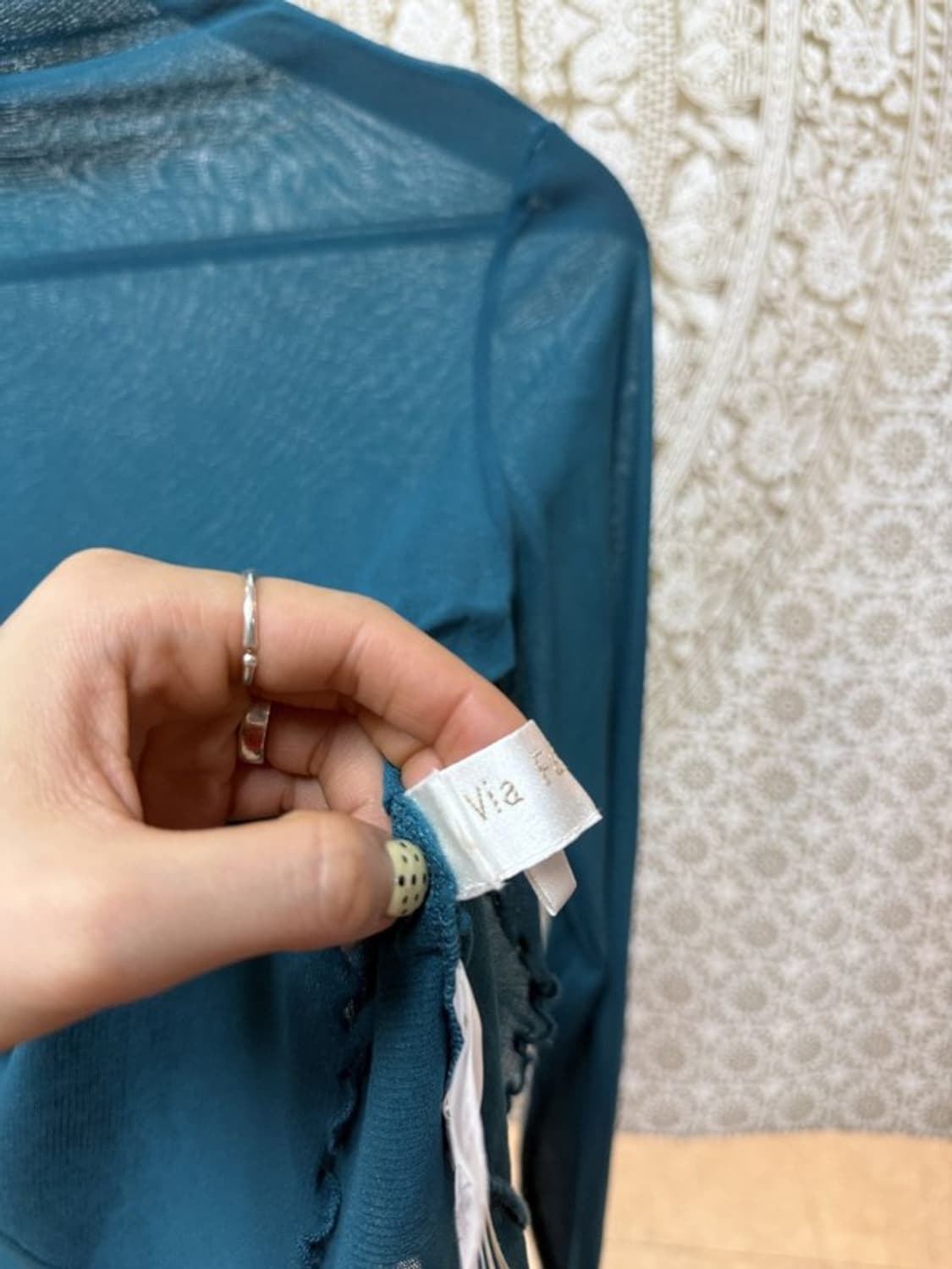 빈티지 여성 아쿠아블루 시스루 롱슬리브 상품이미지6