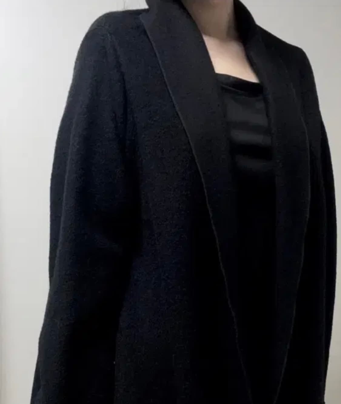 빈티지 울 플레어 롱 코트 가디건 블랙 상품이미지3